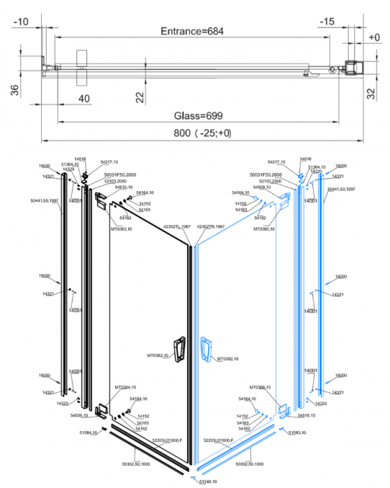 Usa dus batanta 80x200 cm Sanswiss Cadura auriu lucios deschidere dreapta [3]