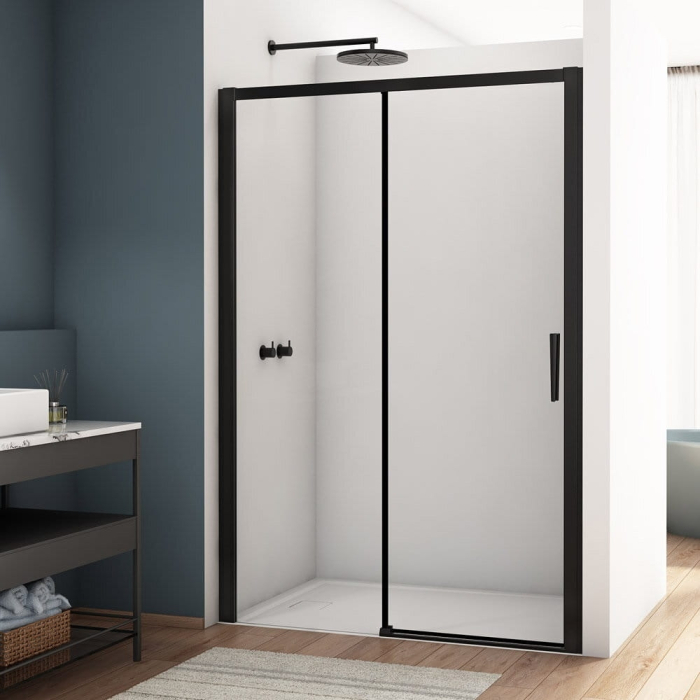 Usa dus glisanta 130 cm, grosime sticla 6 mm, tratament anticalcar, profil negru mat, Ronal Divera [2]