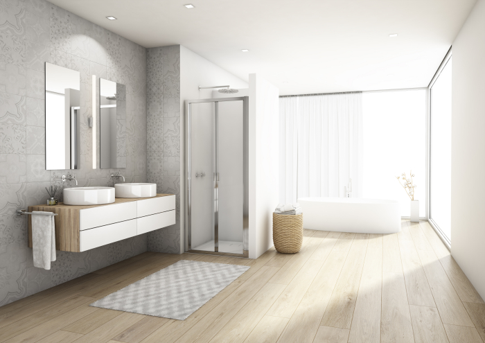 Uşă pliabilă dus in nisa din 2 piese, 100 cm, crom, Ronal Divera [2]