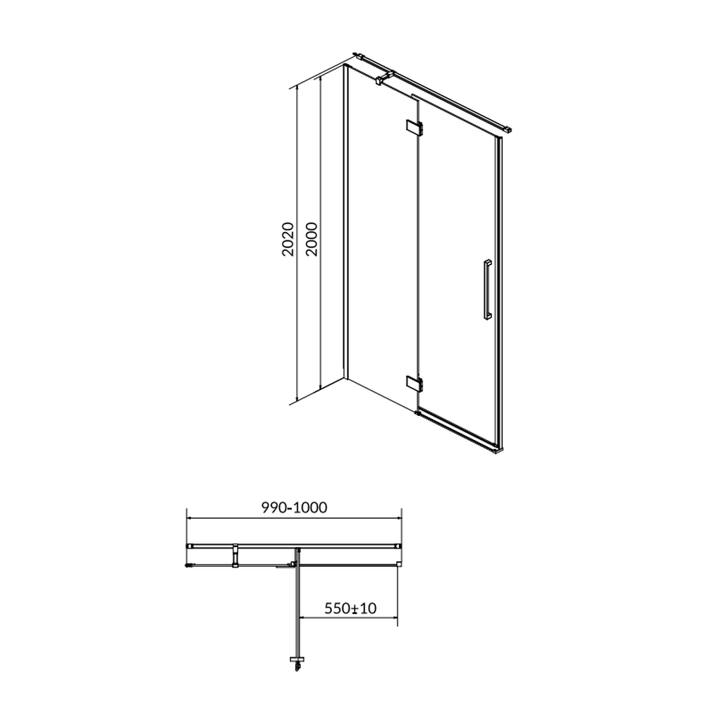 Usa sticla dus batanta 100x200 cm Cersanit Crea, profil crom, montare stanga [2]