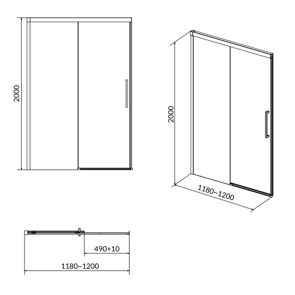 Usa sticla dus batanta 120x200 cm profil crom lucios Cersanit Crea [4]