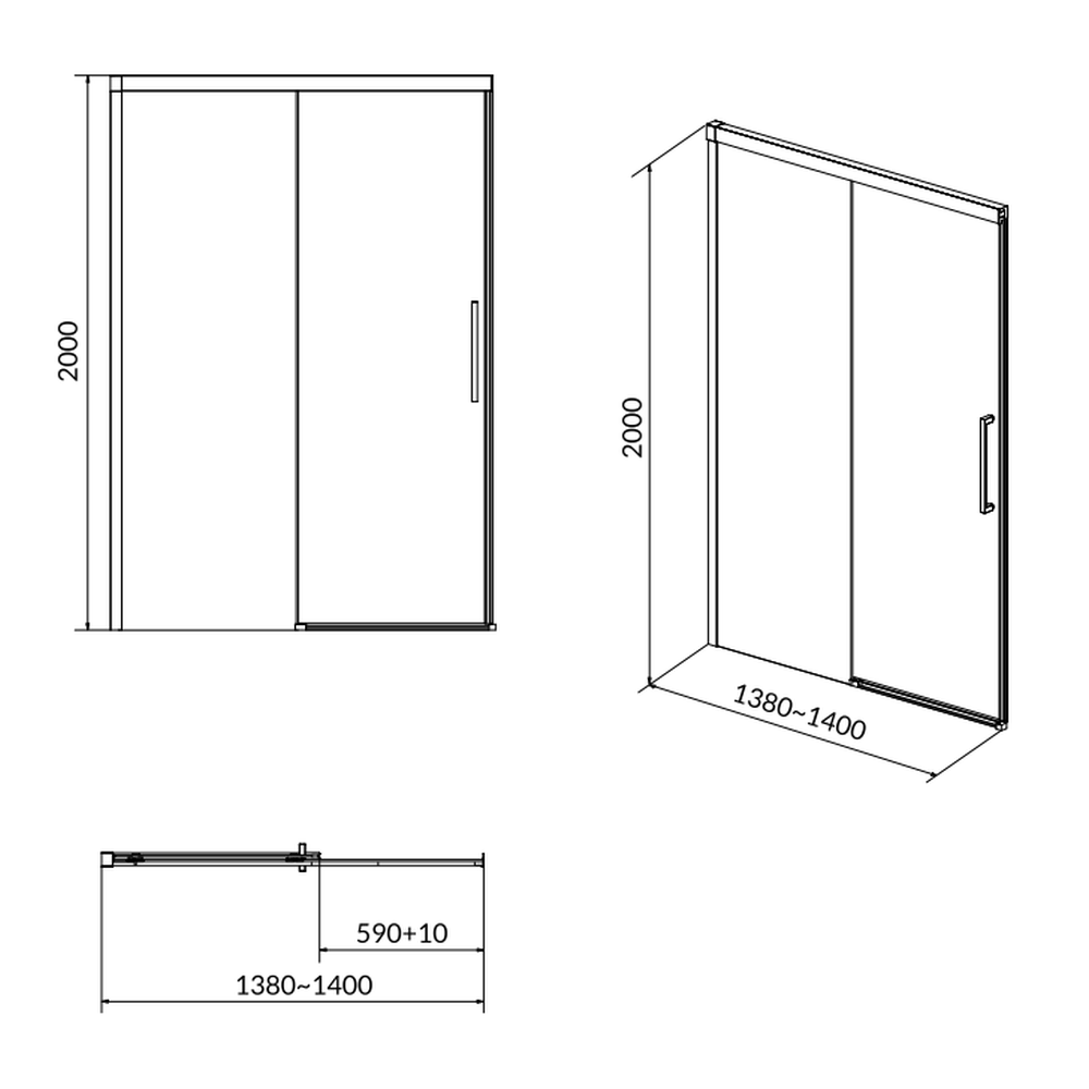 Usa sticla dus batanta 140x200 cm profil crom lucios Cersanit Crea [2]