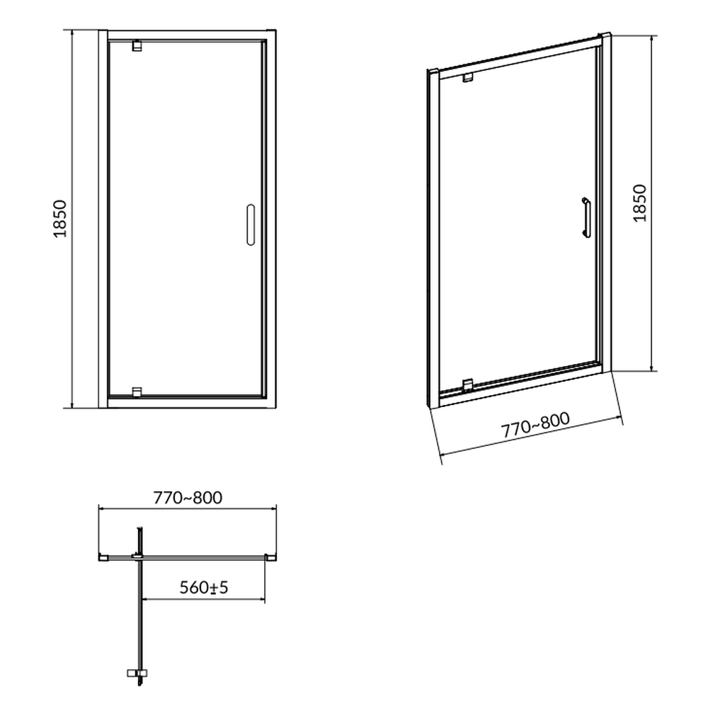 Usa sticla dus batanta 80x185 cm profil crom lucios Cersanit Basic [2]