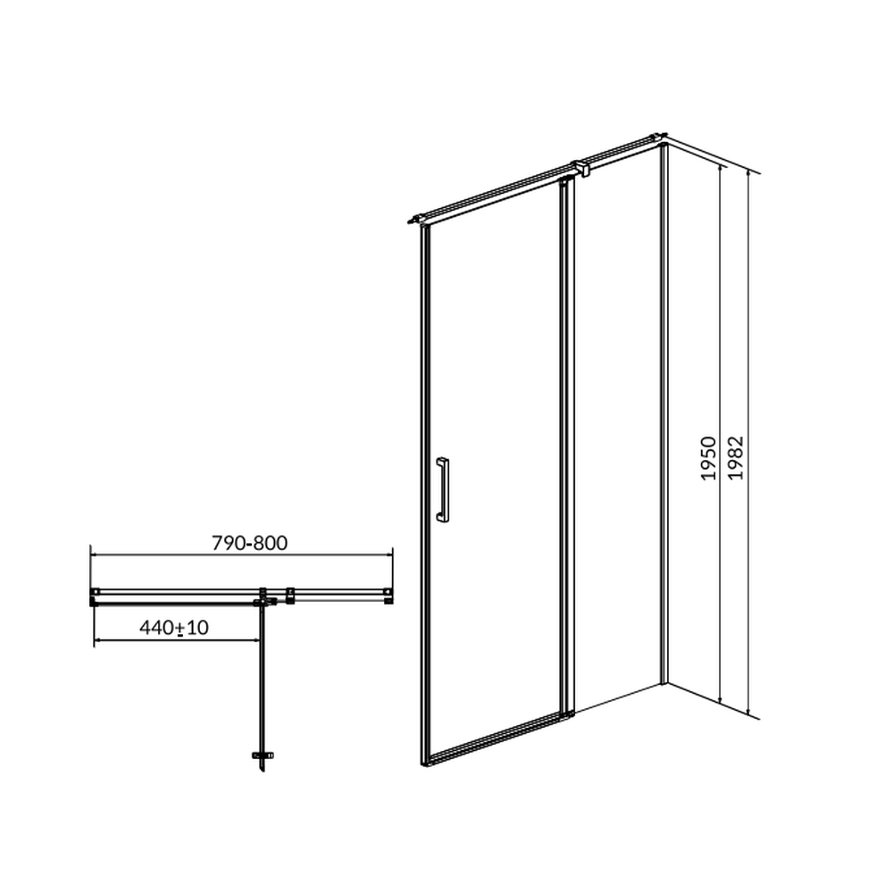 Usa sticla dus batanta 80x195 cm profil crom Cersanit Moduo, montare dreapta [2]