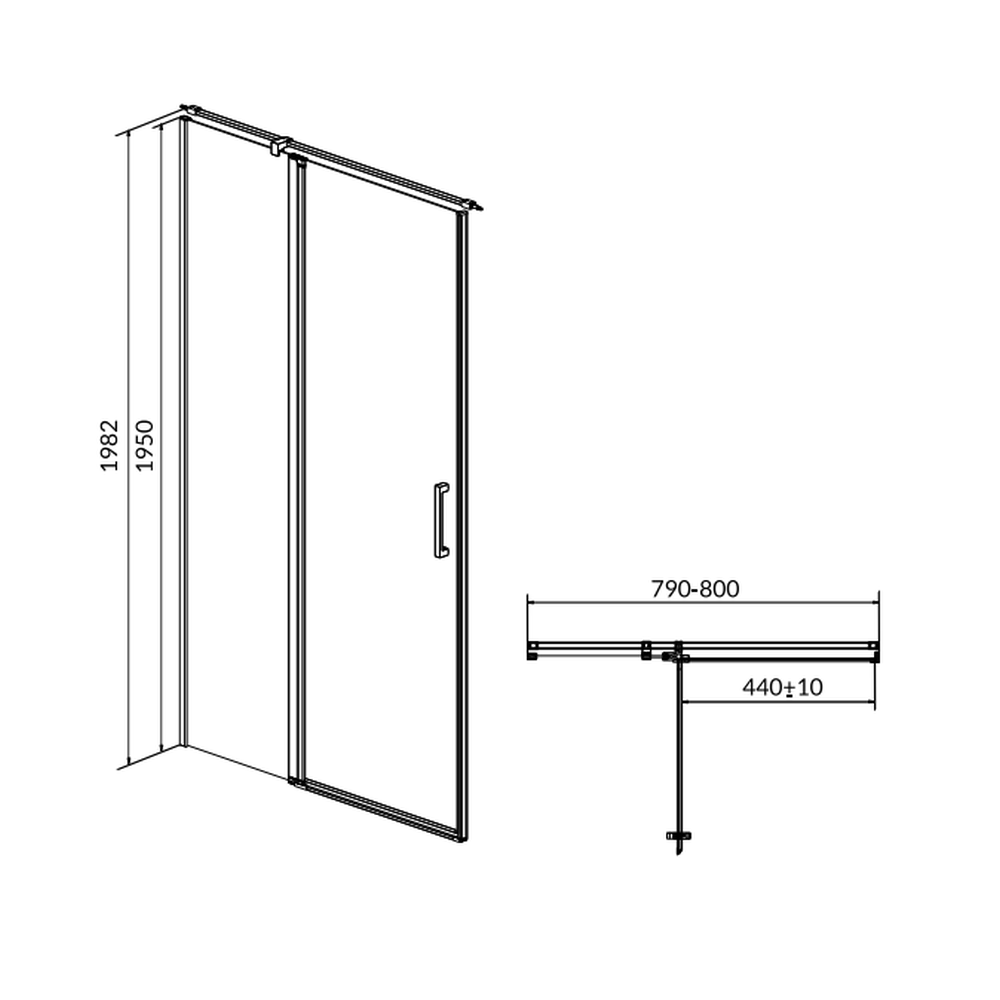 Usa sticla dus batanta 80x195 cm profil crom Cersanit Moduo, montare stanga [3]