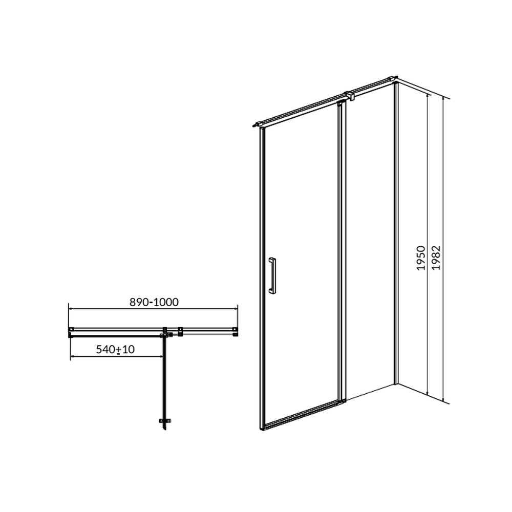 Usa sticla dus batanta 90x195 cm profil crom Cersanit Moduo, montare dreapta [2]