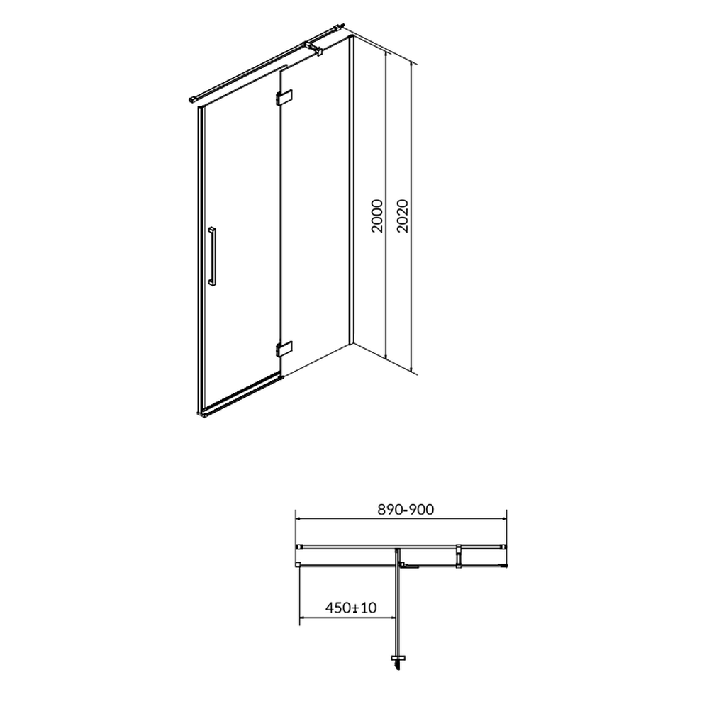 Usa sticla dus batanta 90x200 cm profil crom Cersanit Crea, montare dreapta [2]
