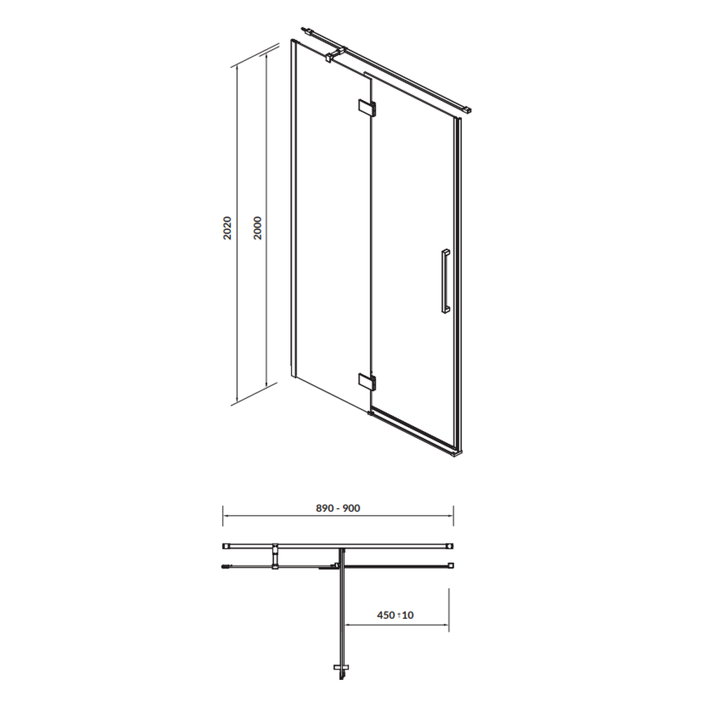Usa sticla dus batanta 90x200 cm profil crom Cersanit Crea, montare stanga [2]