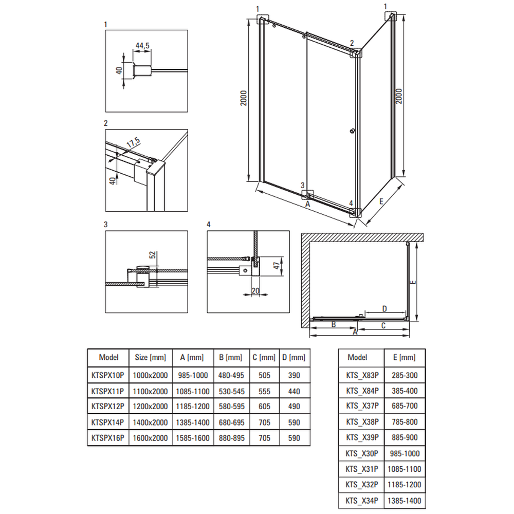 Usa sticla dus culisanta 120x200 cm profil negru Deante Kerria Plus [3]