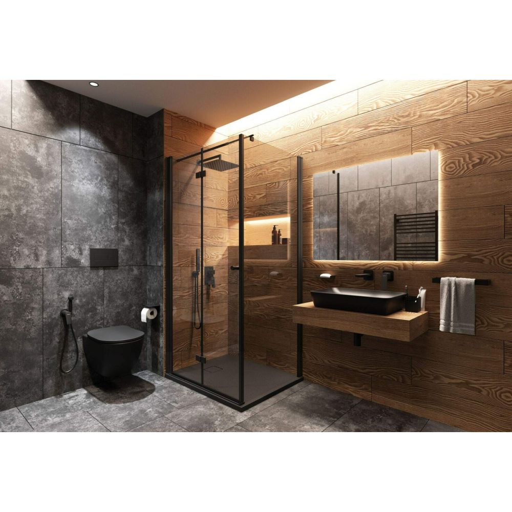 Usa sticla dus rabatabila 70 cm neagra Deante Kerria plus [3]