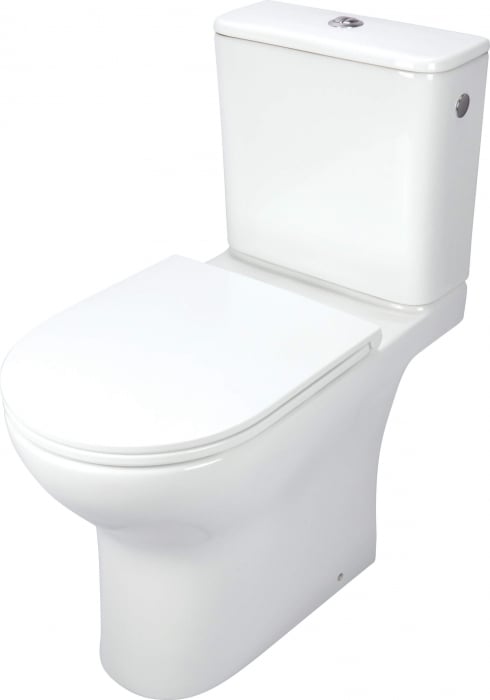 Vas wc compact, alb,  fara bordura, capac cu spaaare turbionara, Deante Jasmin