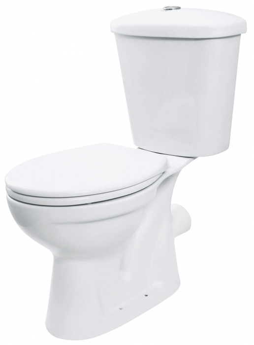 Vas wc compact, alb,  cu scurgere orizontala, Deante Funkia