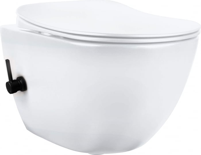 Vas de WC, cu functie de bideu - cu baterie neagra, Deate Poenia