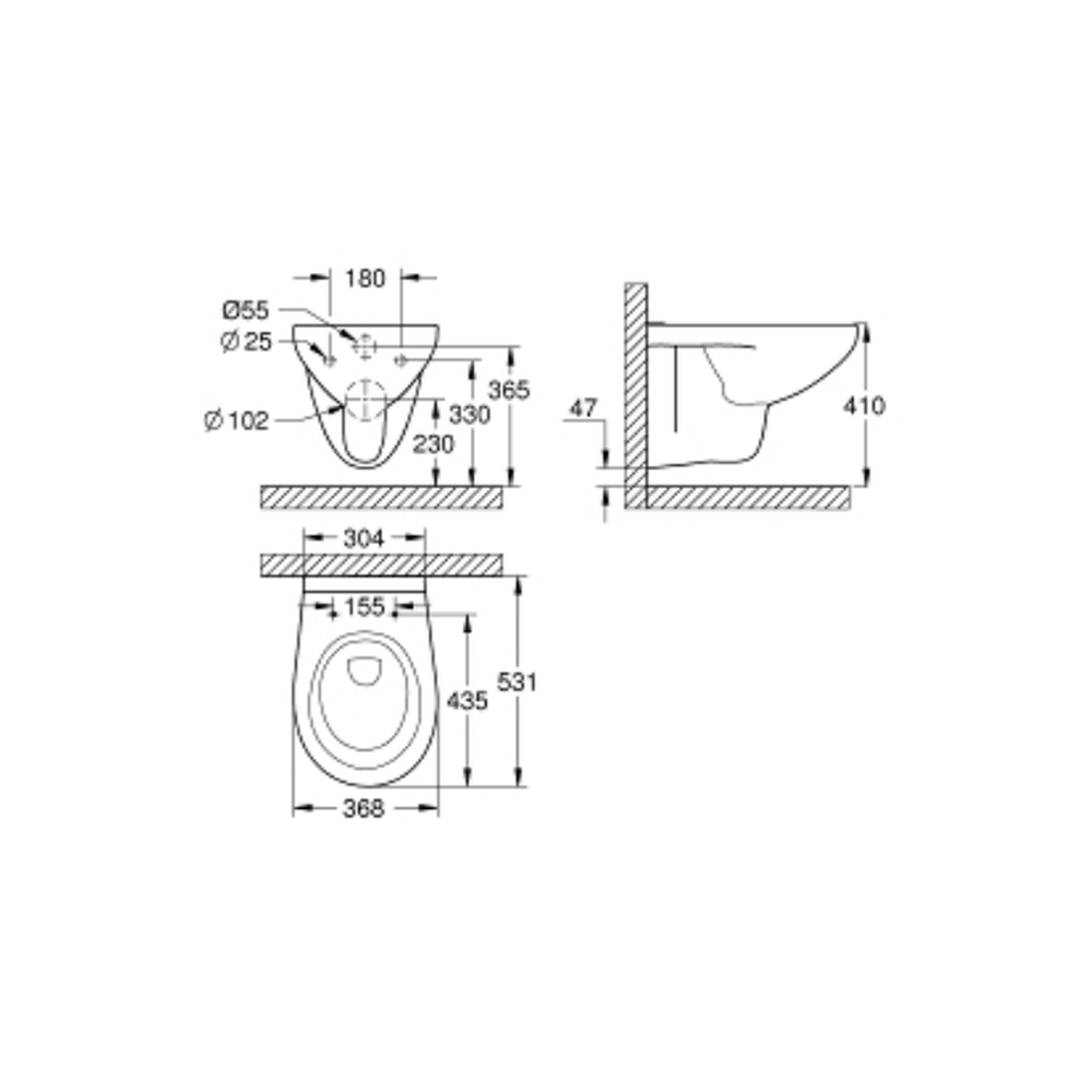 Vas wc suspendat rimless Grohe Bau Ceramic [4]