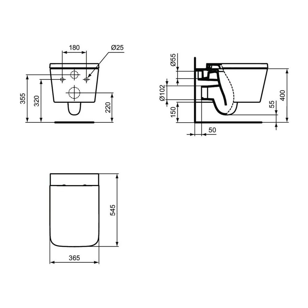 Vas wc suspendat Ideal Standard Blend Cube AquaBlade alb lucios [5]