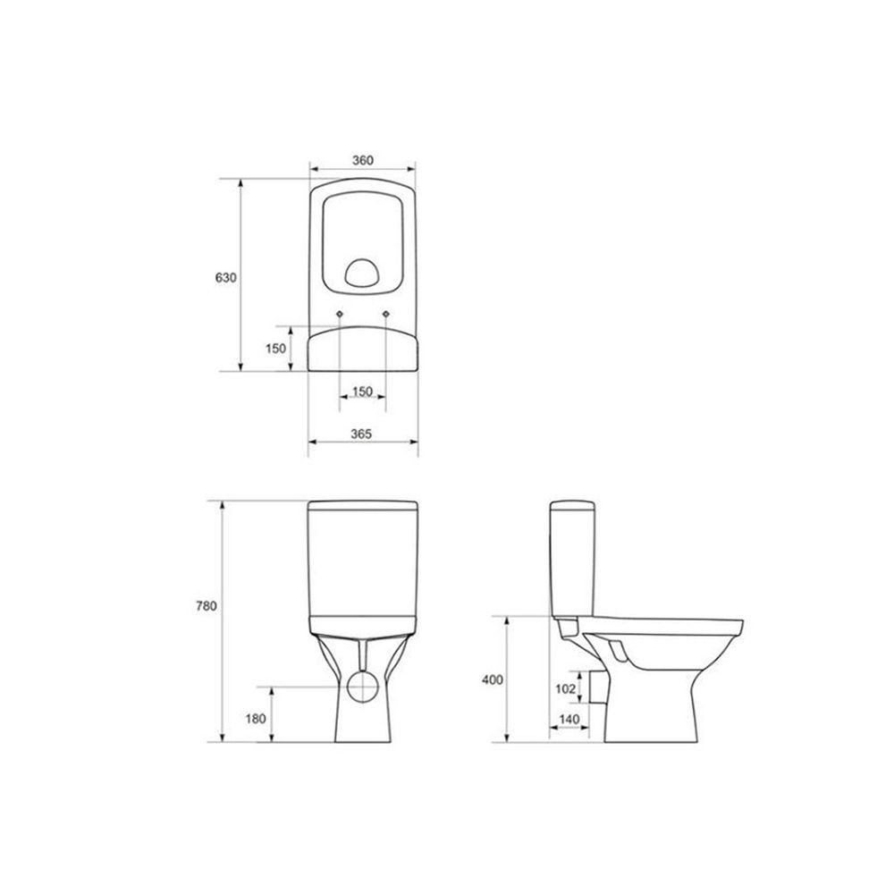 Set vas wc rimless cu rezervor si capac soft close, alimentare laterala, Cersanit Easy New [5]
