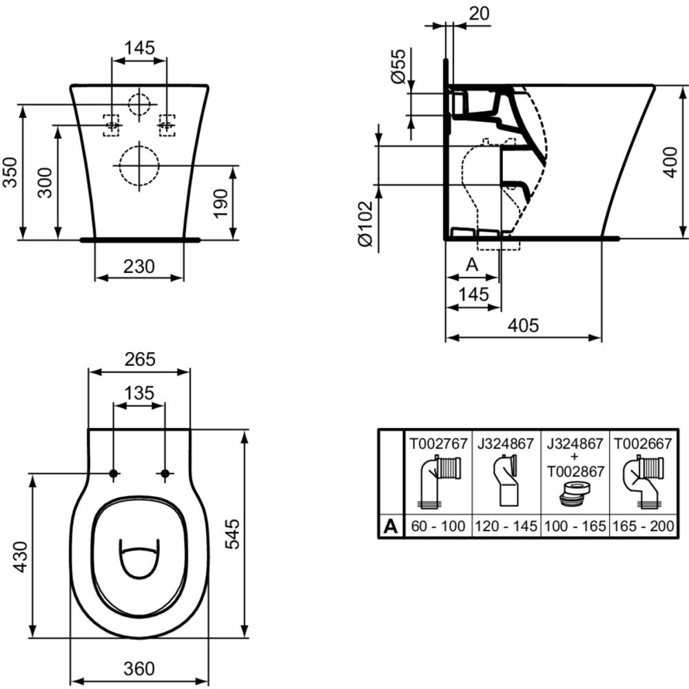 Vas wc stativ Ideal Standard Connect Air II AquaBlade alb lucios back to wall [5]