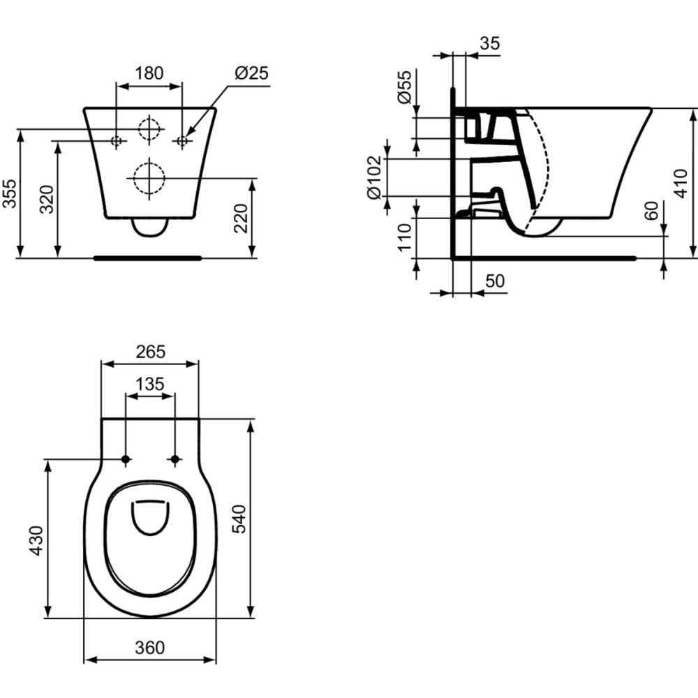 Vas wc suspendat Ideal Standard Connect Air AquaBlade negru mat [5]