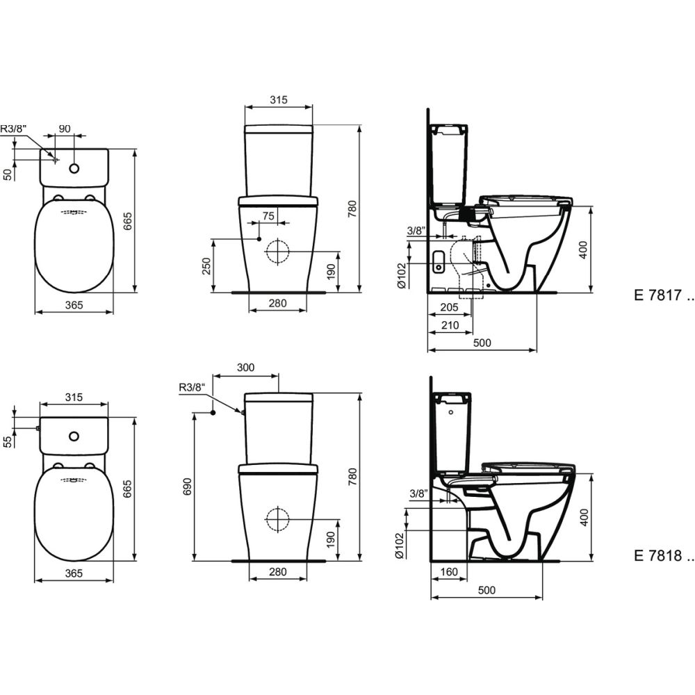 Vas wc stativ Ideal Standard Connect cu functie bideu alb lucios [5]