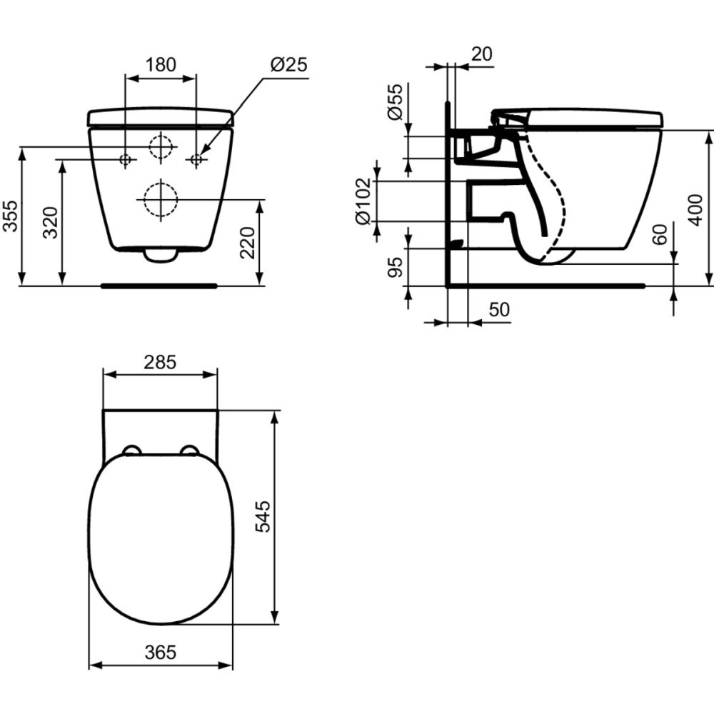 Vas wc suspendat Ideal Standard Connect AquaBlade alb lucios [5]