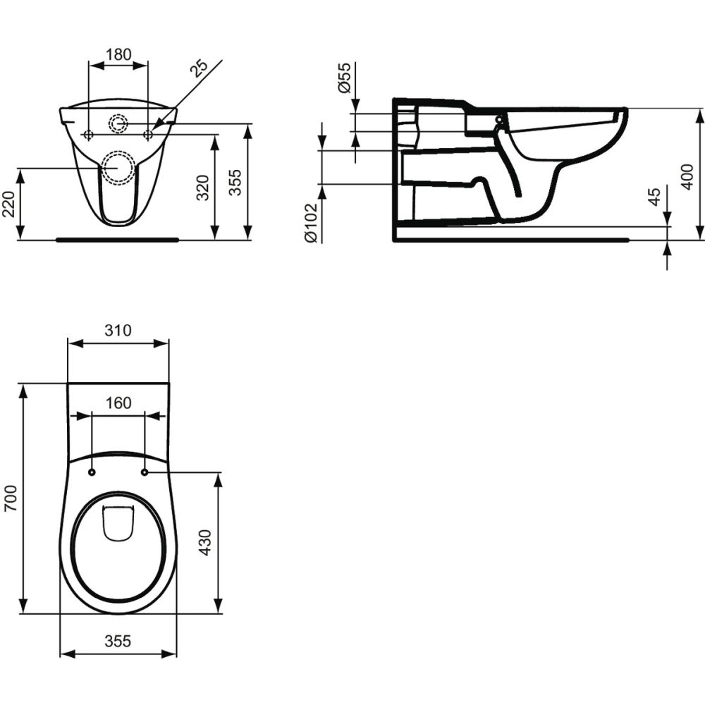 Vas wc suspendat pentru persoane cu dizabilitati Ideal Standard Contour 21 alb [2]