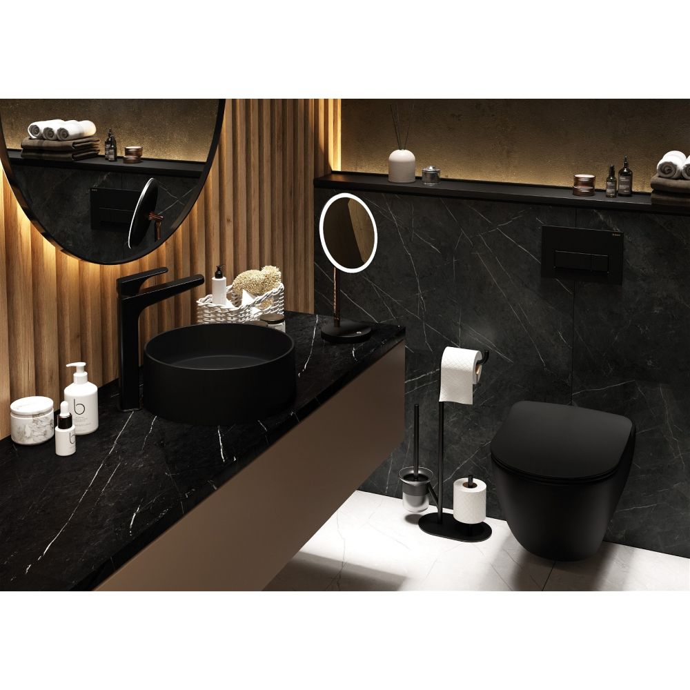 Vas wc cu functie de bideu incorporat si baterie, negru mat, Peonia Zero, Deante [6]