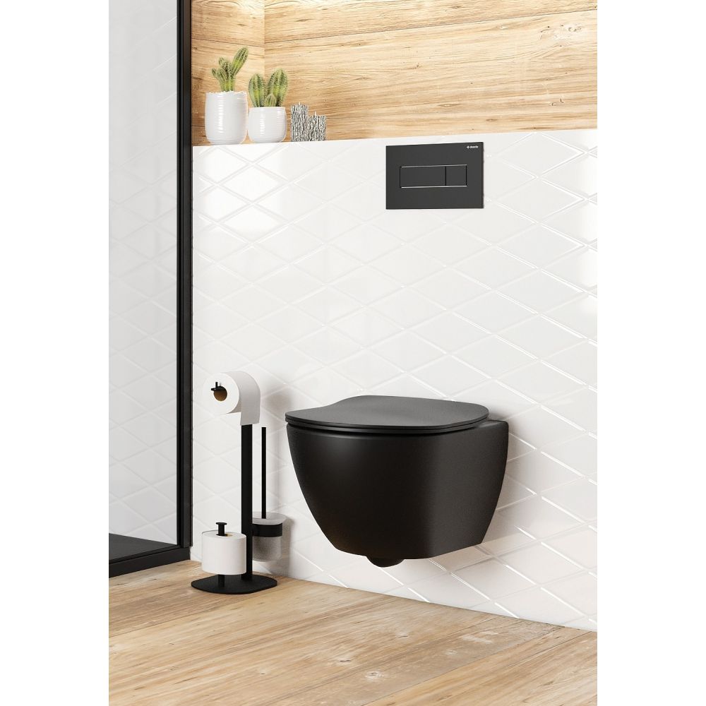 Vas wc cu functie de bideu incorporat si baterie, negru mat, Peonia Zero, Deante [5]