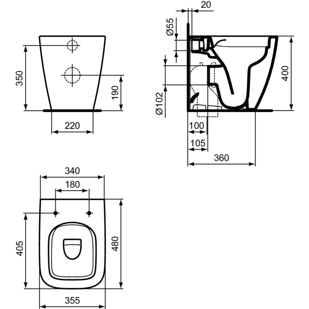 Vas wc stativ rimless plus Ideal Standard i.life S alb lucios back to wall [5]