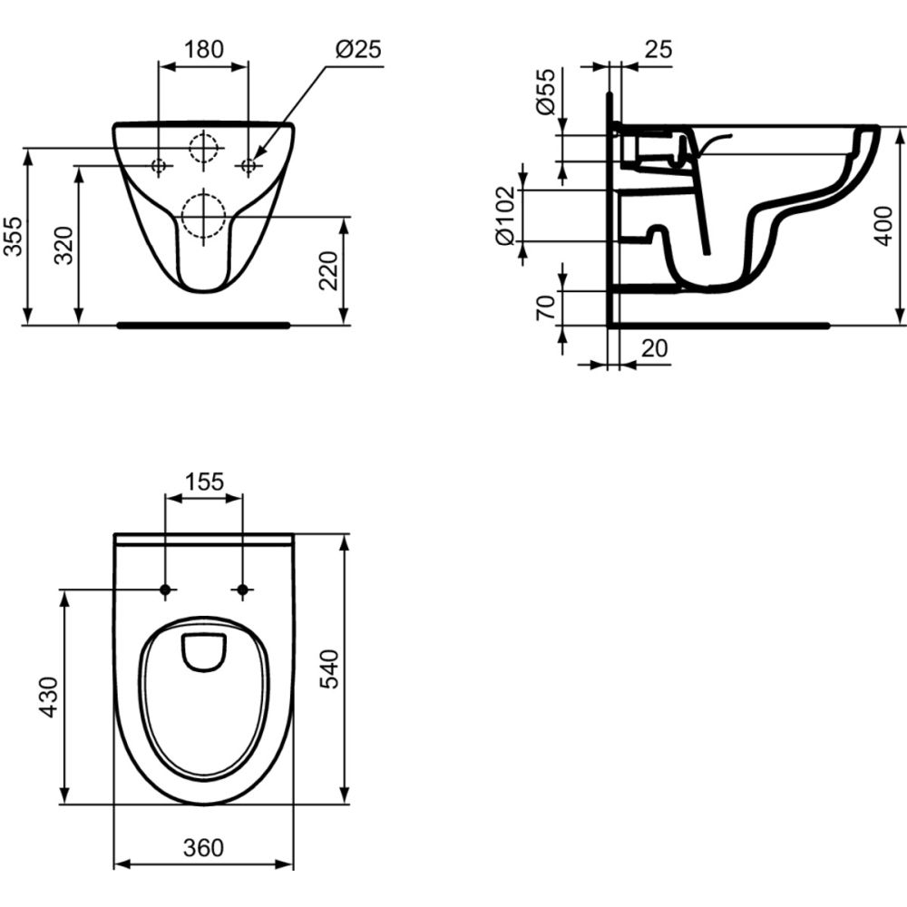 Vas wc suspendat rimless plus Ideal Standard i.Life A oval alb lucios [5]