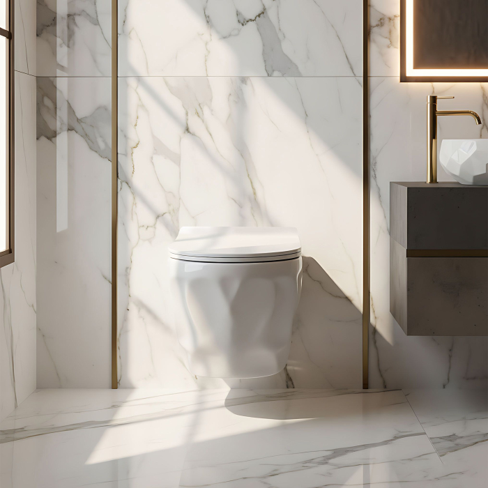 Vas WC suspendat, cu forme 3D valuri, sistem spalare rimless, Rea Gustavo [7]