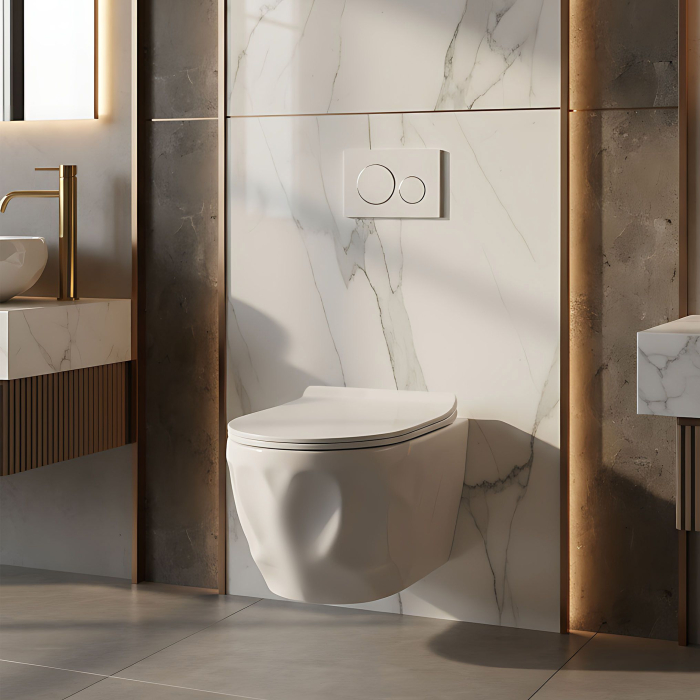 Vas WC suspendat, cu forme 3D valuri, sistem spalare rimless, Rea Gustavo [6]