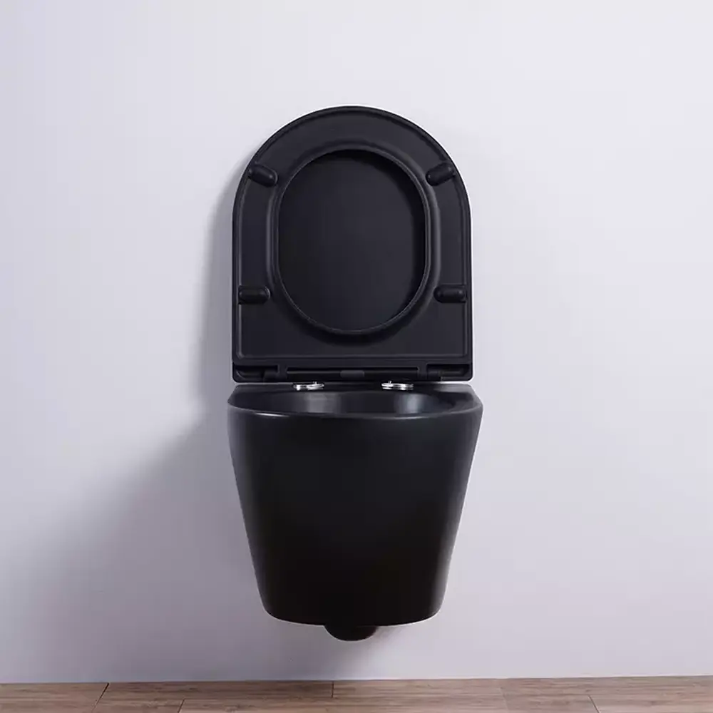 Set vas wc rimless suspendat, negru mat Rotund, cu capac soft close Foglia Oslo [6]