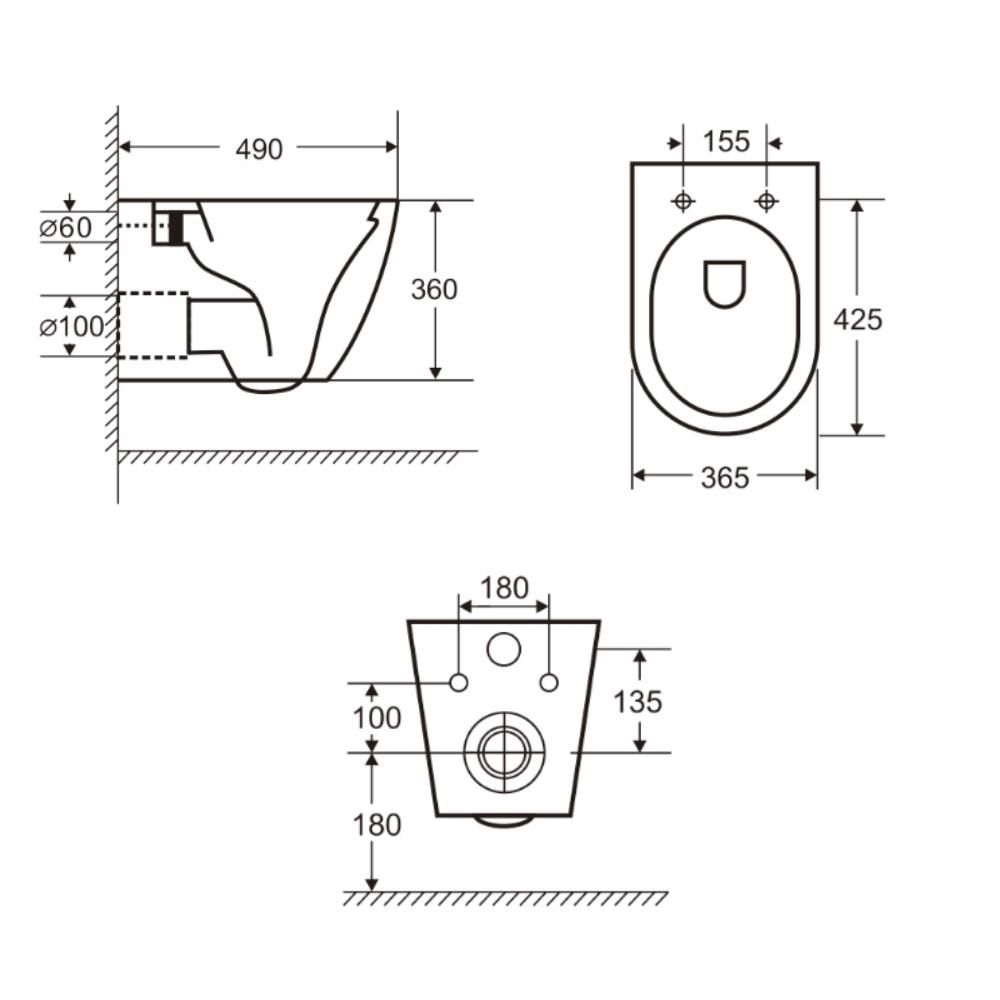 Set vas wc vortex suspendat, Rotund, Foglia Oslo si capac softclose alb [11]