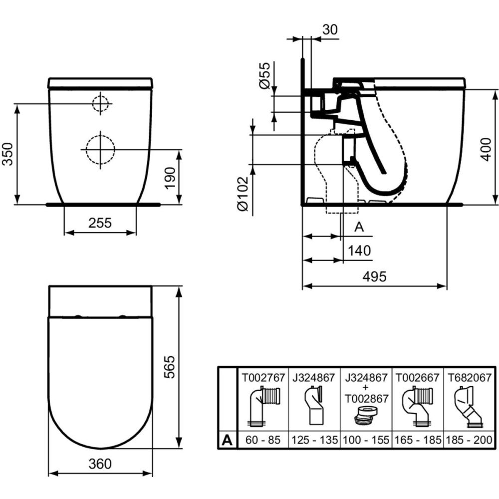 Vas wc stativ Ideal Standard Blend Curve alb lucios back to wall cu capac inclus [9]