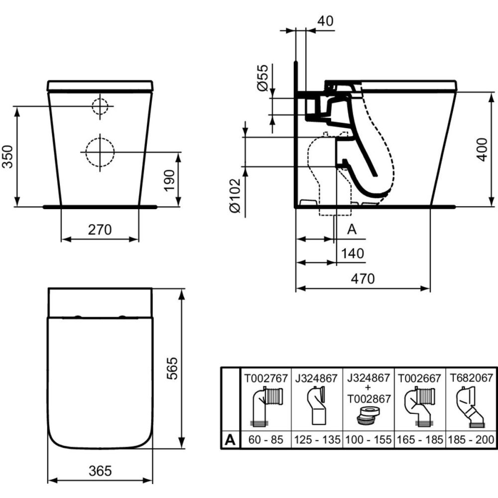 Vas wc stativ Ideal Standard Blend Curve AquaBlade alb lucios back to wall cu capac inclus [6]