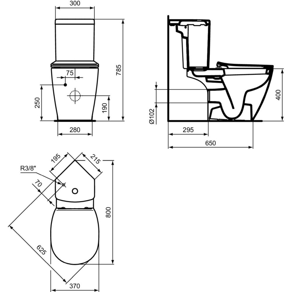 Vas wc stativ Ideal Standard Connect alb lucios cu rezervor si capac inclus [3]