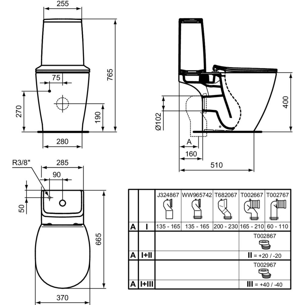 Vas wc stativ Ideal Standard Connect AquaBlade alb lucios cu rezervor si capac inclus [3]