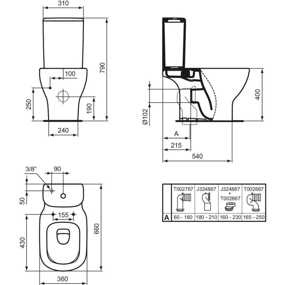 Vas wc stativ Ideal Standard Tesi AquaBlade alb mat cu rezervor si capac inclus [3]
