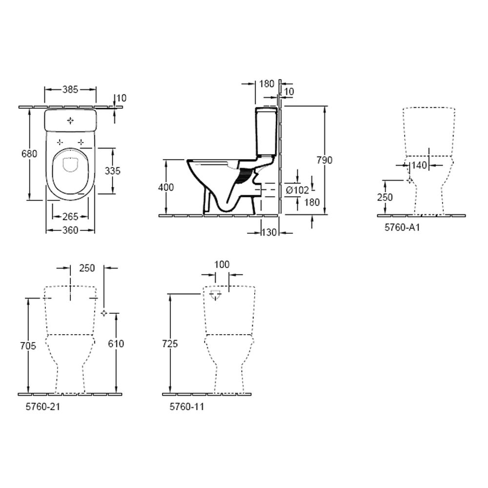 Vas wc stativ monobloc, direct flush, rotund, alb, O.Novo, Villeroy & Boch [5]