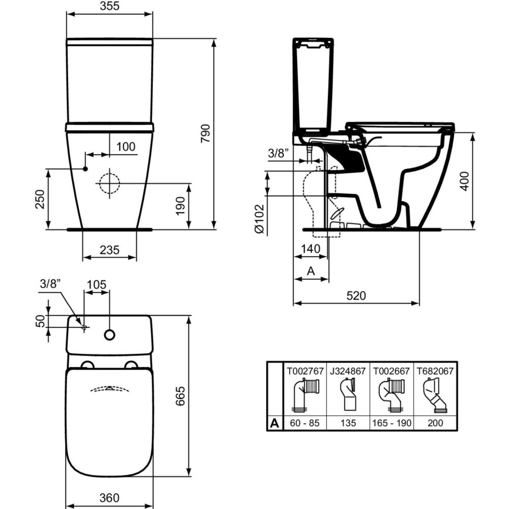Vas wc stativ rimless Ideal Standard i.life B cu functie bideu, rezervor si capac slim inclus [4]