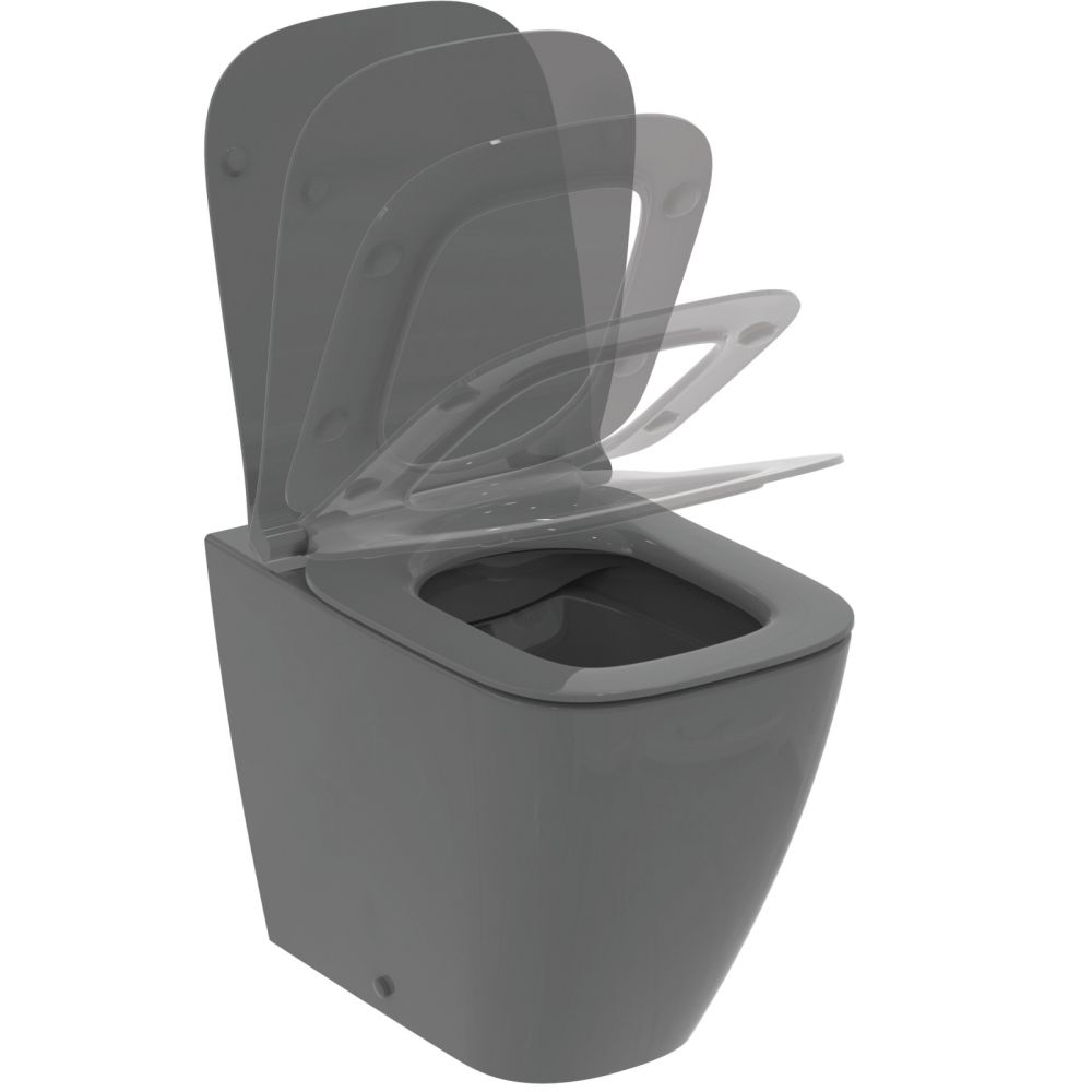 Vas wc stativ rimless plus Ideal Standard i.life B gri lucios back to wall cu capac inclus [3]