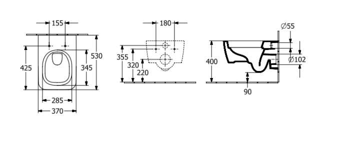 Set vas wc suspendat, alb lucios, dreptunghiular, Skyla TwistFlush cu rezervor rezervor incastrat si clapeta de actionare dubla, alba, ViConnect, Villeroy&Boch [6]