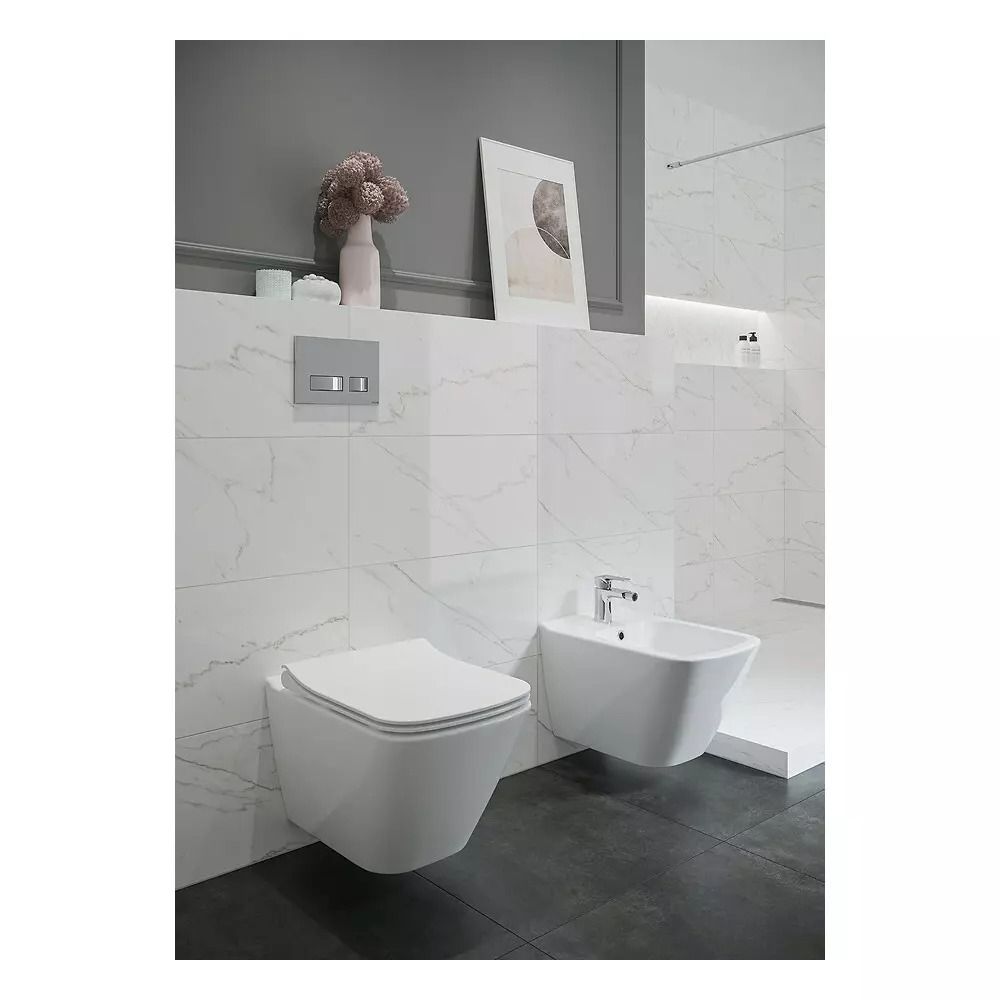 Vas wc suspendat CleanOn Cersanit City Square cu capac soft close inclus, alb [4]