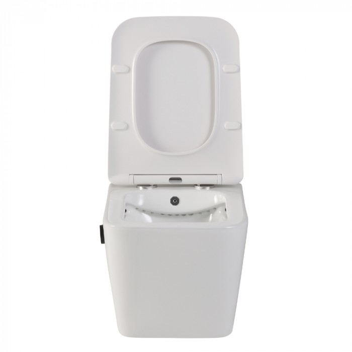 Set vas wc suspendat cu functie bideu, baterie negru mat si capac softclose incluse, Foglia Safari, rezervor incastrat TECEprofil si clapeta actionare alb lucios, TECE Square [3]