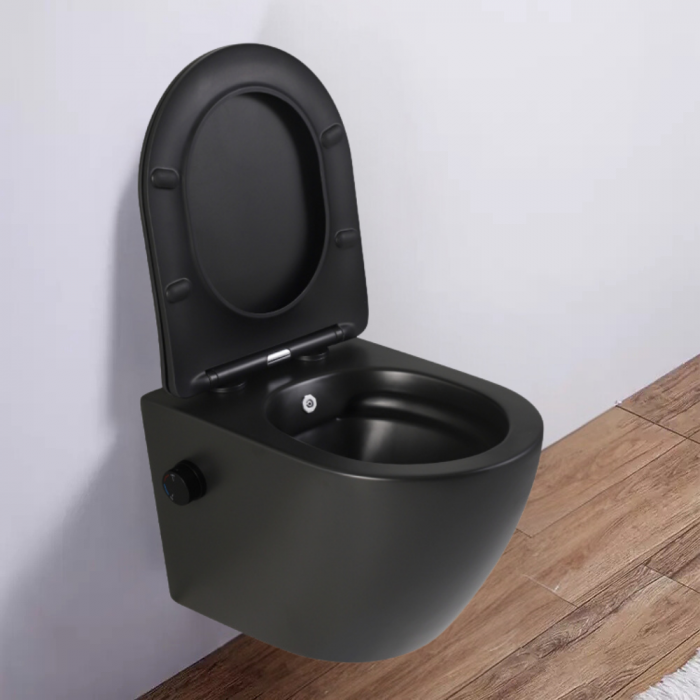 Vas wc suspendat cu functie bideu, negru mat, apă calda/rece, spalare rimless, baterie inclusa Foglia Oslo [9]