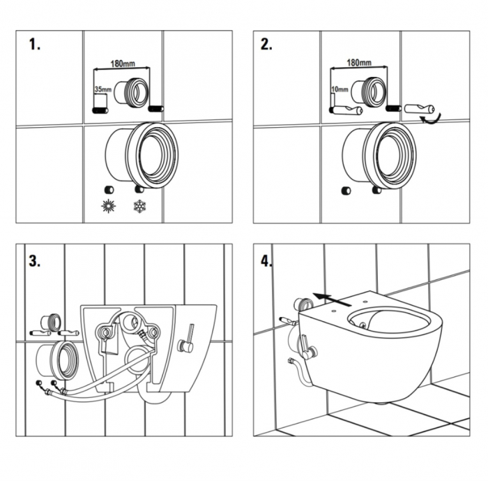 Vas wc suspendat cu functie bideu, semirotund, rimless, apă calda/rece, capac soft close, baterie crom Foglia Oslo [12]