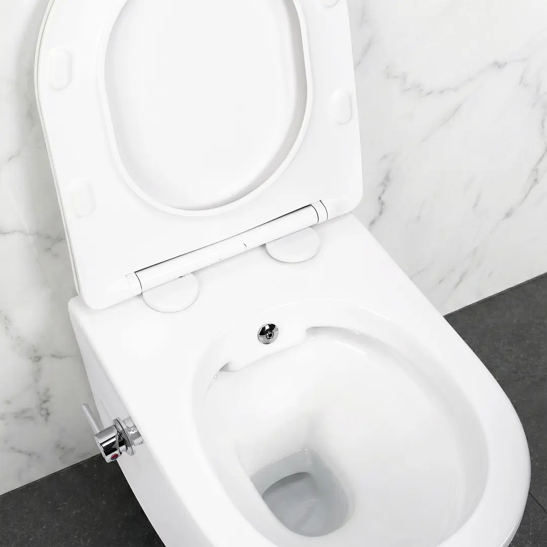 Vas wc suspendat cu functie de bideu, rimless, alb, capac soft-close, Rea Carlo Lux [5]