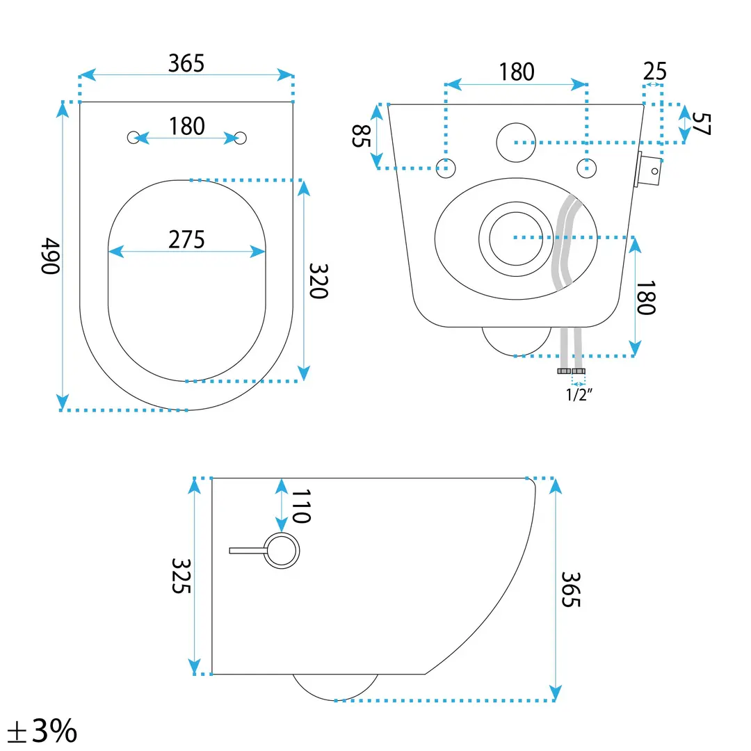 Vas wc suspendat cu functie de bideu, rimless, alb, capac soft-close, Rea Carlo Lux [7]