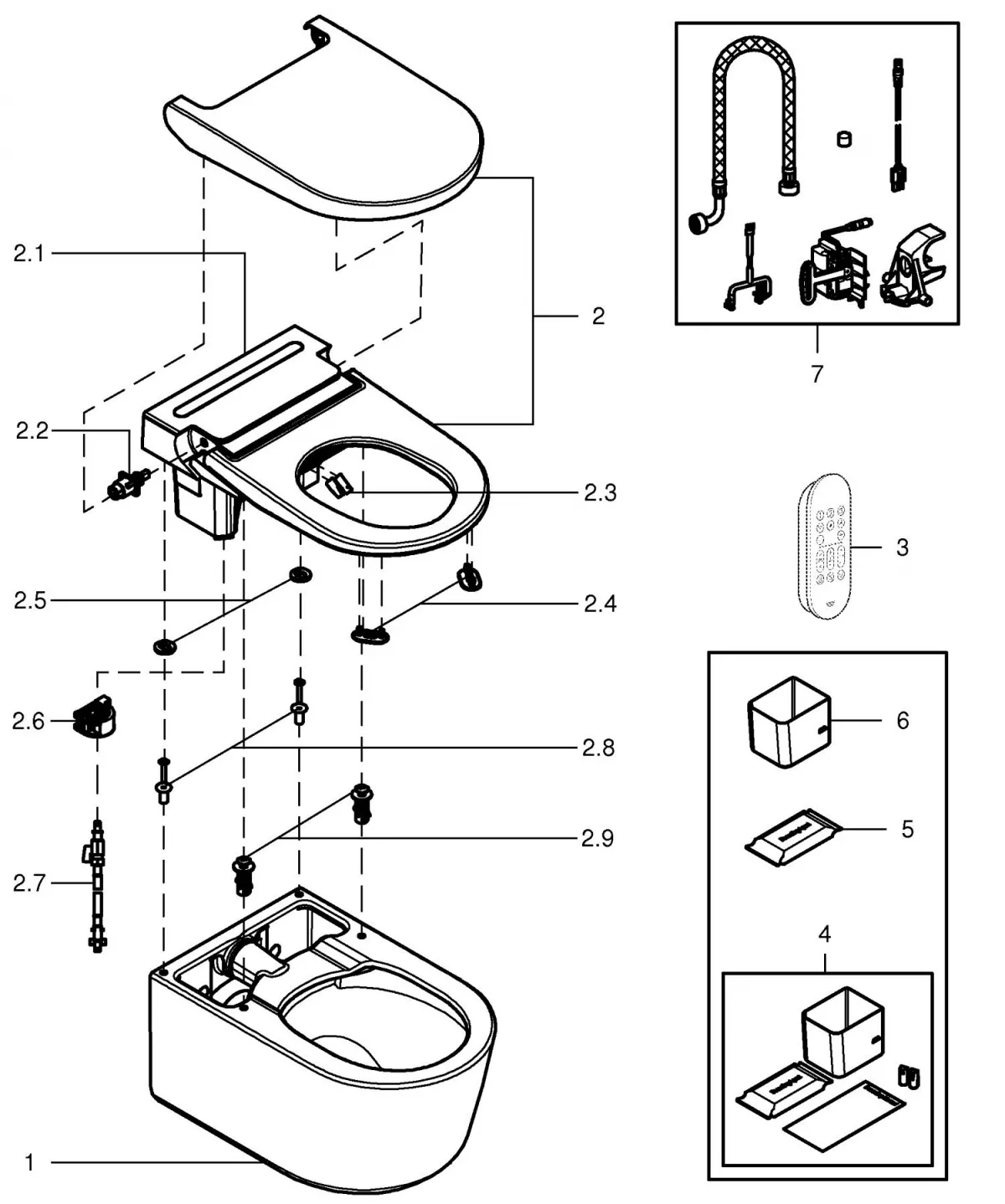 Vas wc suspendat cu functie de bideu, rimless cu capac soft close, Grohe Sensia [7]