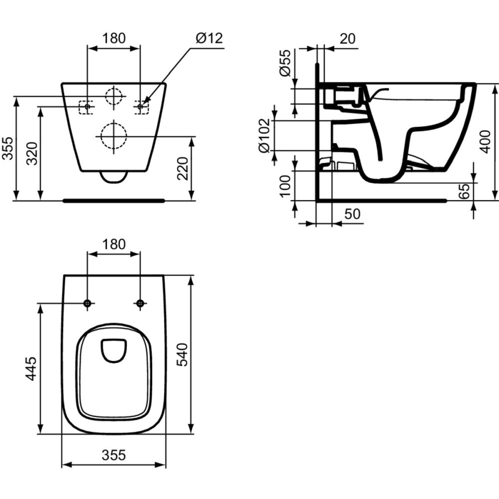 Vas wc suspendat rimless plus Ideal Standard i.life B alb lucios [5]